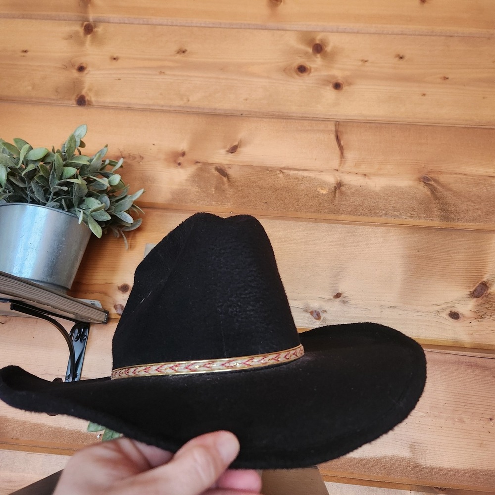 Western Express Brown Felt Cowboy Hat Mens Size 6 5/8 Mexico Ribbon Trim Vintage - Picture 5 of 8